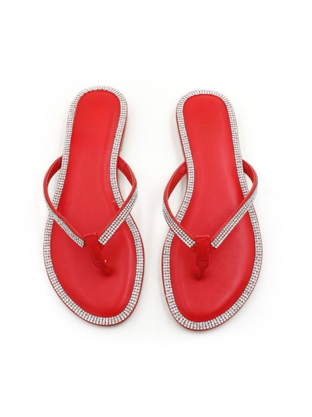 H2K Women’s Red Rhinestone Flip Flop Sandal size 9